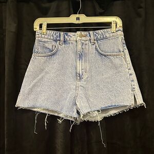 Zara Light Blue Frayed Hem Jean Shorts